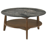 Bradley 2-Piece Round SmartTop Coffee Table Set Smokey Grey and Brown | Grey | Smokey Grey / Dark Brown | 706458-S2