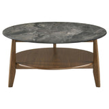 Bradley 2-Piece Round SmartTop Coffee Table Set Smokey Grey and Brown | Grey | Smokey Grey / Dark Brown | 706458-S2