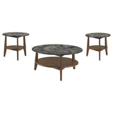 Bradley 3-Piece Round SmartTop Coffee Table Set Smokey Grey and Brown | Grey | Smokey Grey / Dark Brown | 706458-S3