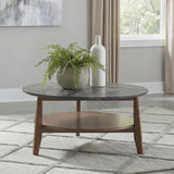Bradley Round SmartTop Cocktail Coffee Table Smokey Grey and Brown | Grey | Smokey Grey / Dark Brown | 706458