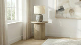 Hamlyn Round Fluted Occasional Side End Table Natural Oak | Beige | Natural Oak | 706497