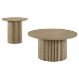 Hamlyn 2-piece Round Fluted Coffee and End Table Set Natural Oak | Beige | Natural Oak | 706498-S2
