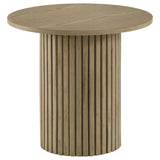Hamlyn 2-piece Round Fluted Coffee and End Table Set Natural Oak | Beige | Natural Oak | 706498-S2