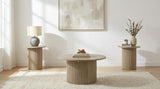 Hamlyn 2-piece Round Fluted Coffee and End Table Set Natural Oak