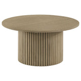 Hamlyn 3-piece Round Fluted Coffee and End Table Set Natural Oak | Beige | Natural Oak | 706498-S3