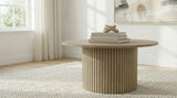 Hamlyn Round Fluted Occasional Cocktail Coffee Table Natural Oak | Beige | Natural Oak | 706498