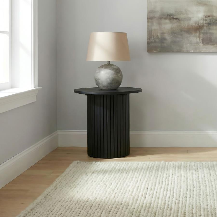 Hamlyn Round Fluted Occasional Side End Table Black | Black | 706507
