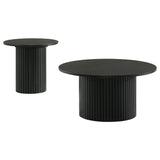 Hamlyn 2-piece Round Fluted Coffee and End Table Set Black | Black | 706508-S2
