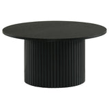 Hamlyn 2-piece Round Fluted Coffee and End Table Set Black | Black | 706508-S2