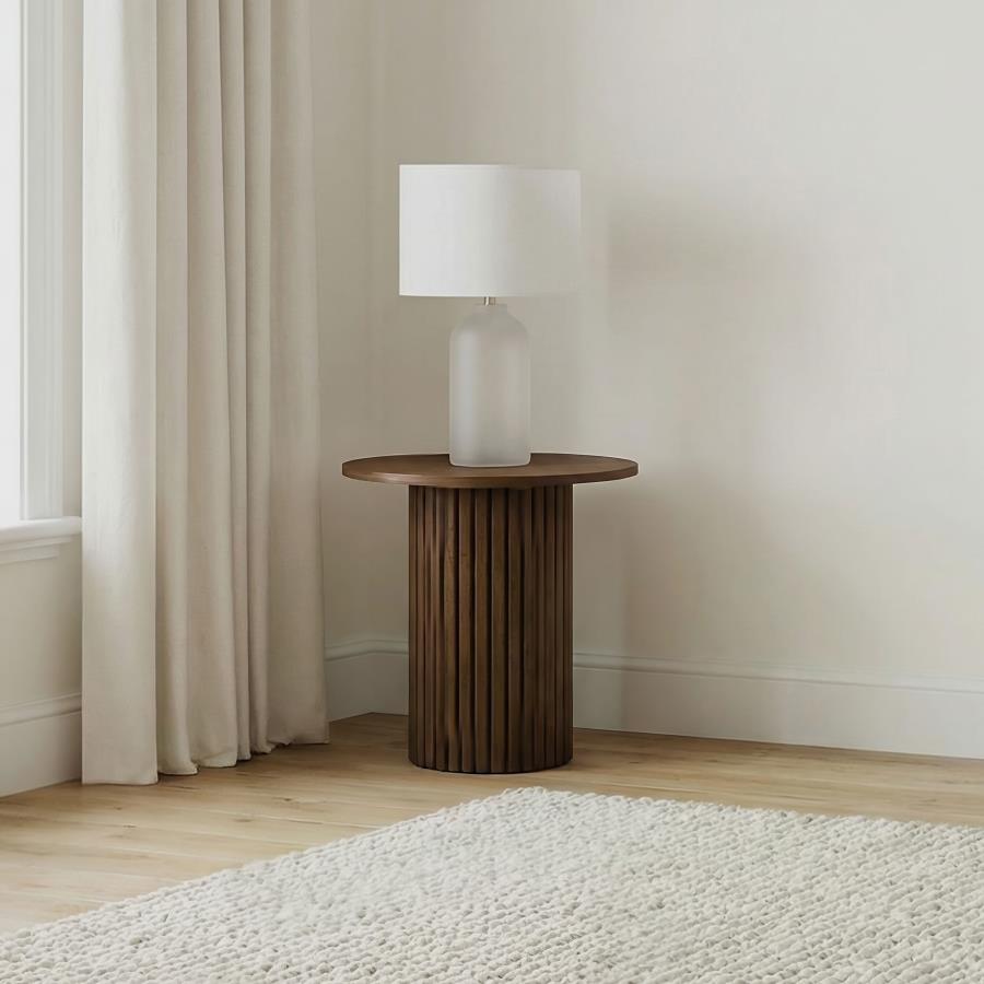 Hamlyn Round Fluted Occasional Side End Table Walnut | Brown | Walnut | 706517
