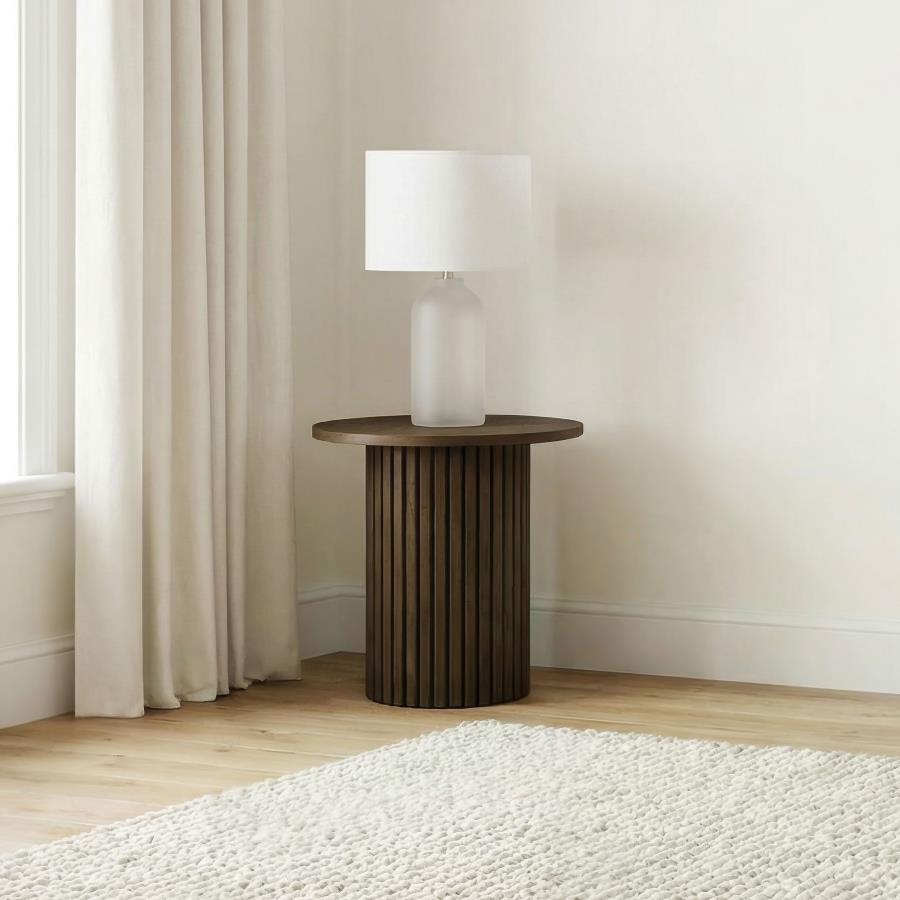Hamlyn Round Fluted Occasional Side End Table Walnut | Brown | Walnut | 706517