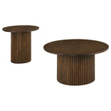 Hamlyn 2-piece Round Fluted Coffee and End Table Set Walnut | Brown | Walnut | 706518-S2