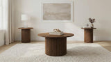 Hamlyn 2-piece Round Fluted Coffee and End Table Set Walnut