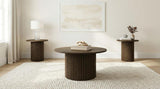 Hamlyn 2-piece Round Fluted Coffee and End Table Set Walnut