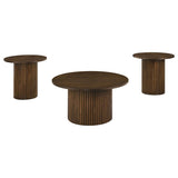 Hamlyn 3-piece Round Fluted Coffee and End Table Set Walnut | Brown | Walnut | 706518-S3