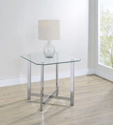 Cronin Square Tempered Glass Top Side End Table Chrome | Silver | Chrome | 706567