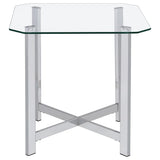 Cronin Square Tempered Glass Top Side End Table Chrome | Silver | Chrome | 706567