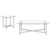Cronin 2-piece Tempered Glass Top Coffee Table Set Chrome | Silver | Chrome | 706568-S2