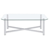 Cronin 2-piece Tempered Glass Top Coffee Table Set Chrome | Silver | Chrome | 706568-S2