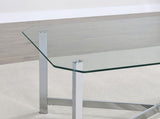 Cronin 2-piece Tempered Glass Top Coffee Table Set Chrome | Silver | Chrome | 706568-S2
