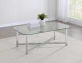Cronin Rectangular Tempered Glass Top Cocktail Coffee Table Chrome | Silver | Chrome | 706568