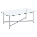 Cronin Rectangular Tempered Glass Top Cocktail Coffee Table Chrome | Silver | Chrome | 706568