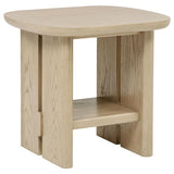 Kailani Coastal Square End Side Table with Shelf Beige Oak | King | Beige | Beige Oak | 706587