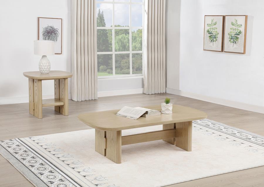 Kailani 2-piece Coastal Coffee and End Table Set Beige Oak | Full | Beige | Beige Oak | 706588-S2