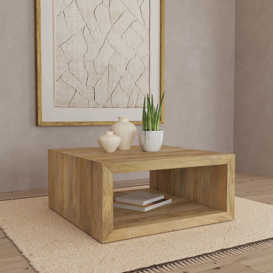 Benton Square Solid Mango Wood Coffee Table Natural | Full | Beige | Natural | 706838