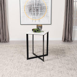Tobin Square Marble Top End Table White and Black | White | White Marble | 707697