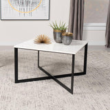 Tobin Square Marble Top Coffee Table White and Black | White | White Marble | 707698