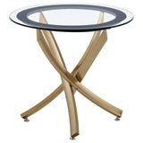 Brooke Round Glass Top Side End Table Metal Base Brass | Full | Gold | Rose Brass | 707887