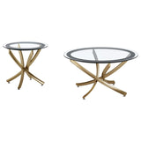 Brooke 2-piece Round Coffee and End Table Set Rose Brass | King | Gold | Rose Brass | 707888-S2