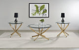 Brooke 3-piece Round Coffee and End Table Set Rose Brass | Gold | Rose Brass | 707888-S3