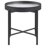 Ozella Round End Side Table with Recessed Top Sandy Black | Black | Sandy Black | 707897
