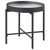 Ozella Round End Side Table with Recessed Top Sandy Black | Black | Sandy Black | 707897