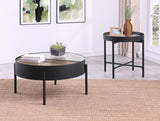 Ozella Round End Side Table with Recessed Top Sandy Black | Black | Sandy Black | 707897