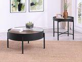 Ozella 2-piece Round Coffee and End Table Set Sandy Black | Black | Sandy Black | 707898-S2