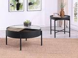Ozella 2-piece Round Coffee and End Table Set Sandy Black | Black | Sandy Black | 707898-S2
