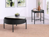 Ozella 2-piece Round Coffee and End Table Set Sandy Black | Black | Sandy Black | 707898-S2