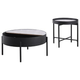Ozella 2-piece Round Coffee and End Table Set Sandy Black | Black | Sandy Black | 707898-S2