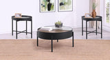 Ozella 2-piece Round Coffee and End Table Set Sandy Black