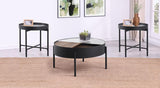 Ozella 3-piece Round Coffee and End Table Set Sandy Black | Black | Sandy Black | 707898-S3
