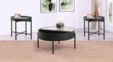 Ozella 3-piece Round Coffee and End Table Set Sandy Black | Black | Sandy Black | 707898-S3