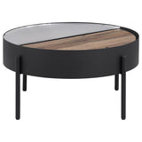 Ozella Round Coffee Table with Hidden Storage Sandy Black | Black | Sandy Black | 707898