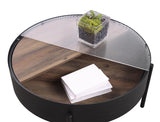 Ozella Round Coffee Table with Hidden Storage Sandy Black | Black | Sandy Black | 707898