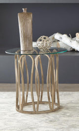 Monett Round Glass Top Side End Table Chocolate Chrome | Gold | Chocolate Chrome | 708057