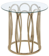 Monett Round Glass Top Side End Table Chocolate Chrome | Gold | Chocolate Chrome | 708057