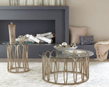 Monett Round Glass Top Side End Table Chocolate Chrome | Gold | Chocolate Chrome | 708057