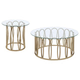 Monett 2-piece Coffee and End Table Set Chocolate Chrome | King | Gold | Chocolate Chrome | 708058-S2